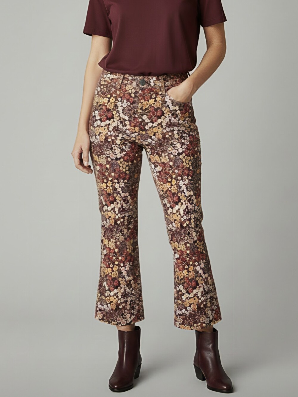 London's Haver + Blair Flare Cropped Floral Pants
